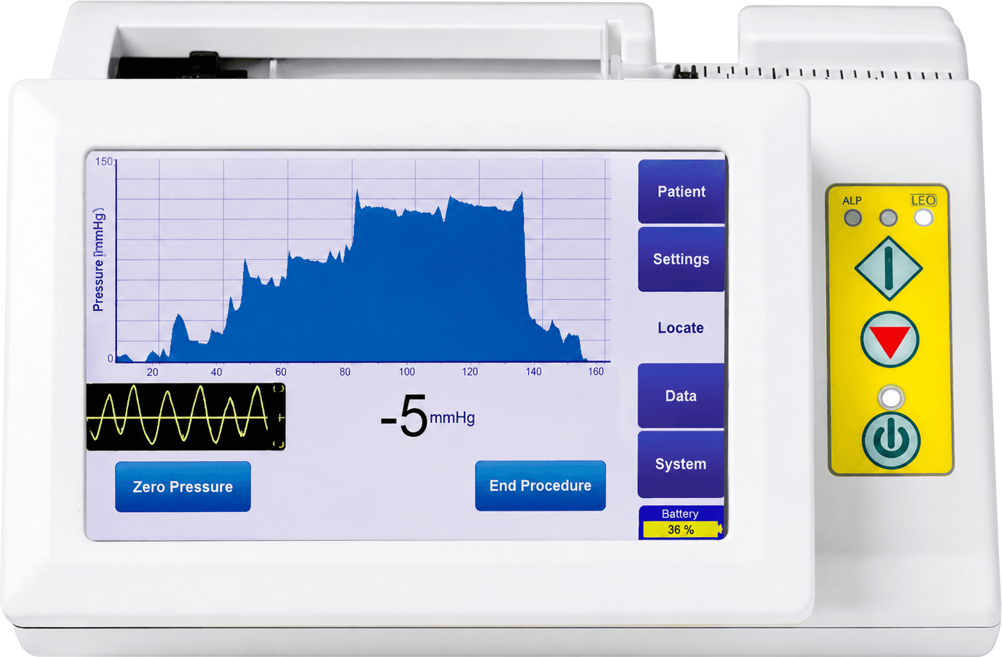 The CompuFlo epidural instrument, displaying needle-tip pressure